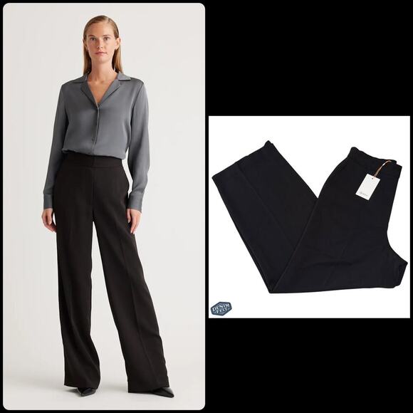 Quince Stretch Crepe Classic Trouser Pants – Black, Size 12 / 30” Inseam – NWT - Picture 1 of 16